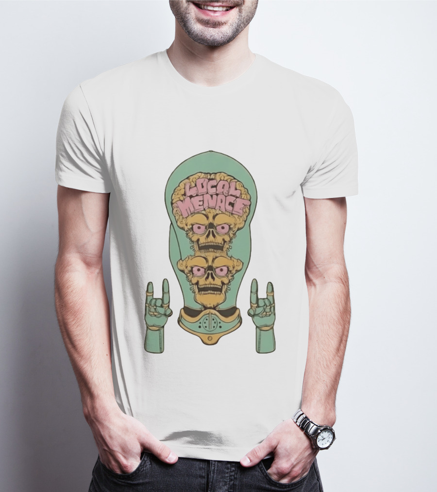 Local Menace Mars Attacks Alien Skull Martian Double Brains T-Shirt