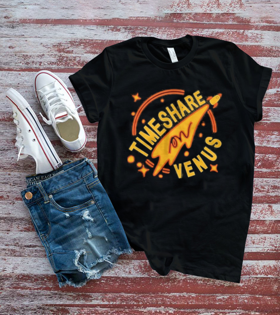 Timeshare On Venus Retro Space Rocket T-Shirt