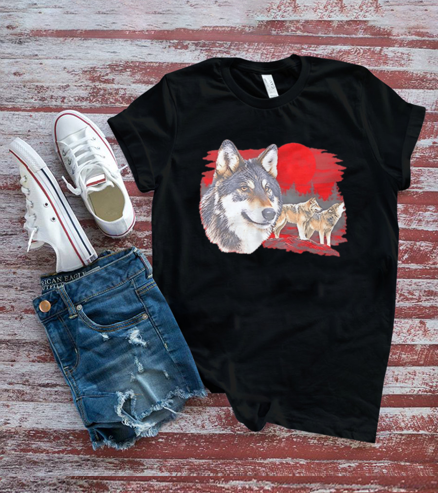 Wolf Pack Under A Moon Wolves Wildlife T-Shirt