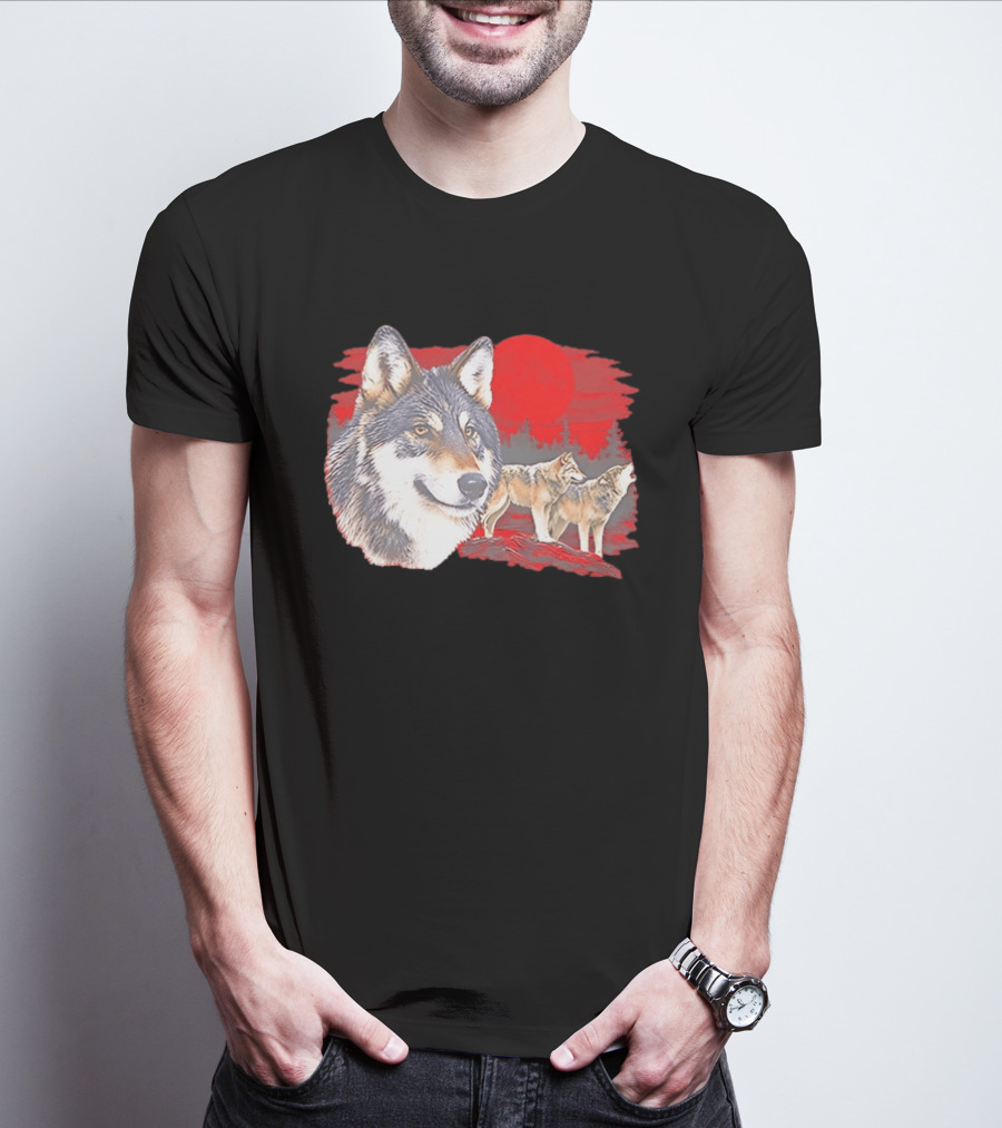 Wolf Pack Under A Moon Wolves Wildlife T-Shirt