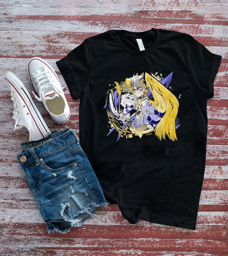 Adam And Lute Hazbin Hotel Characters With Golden Wings And Halos T-Shirt