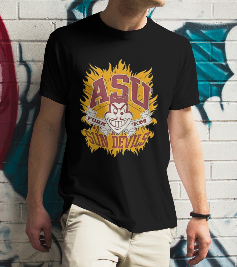 ASU Sun Devils Fork 'Em Arizona State University Fiery T-Shirt
