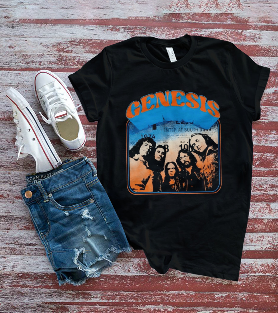 Genesis 1974 Enter At South Door Concert Ticket Progressive Rock T-Shirt