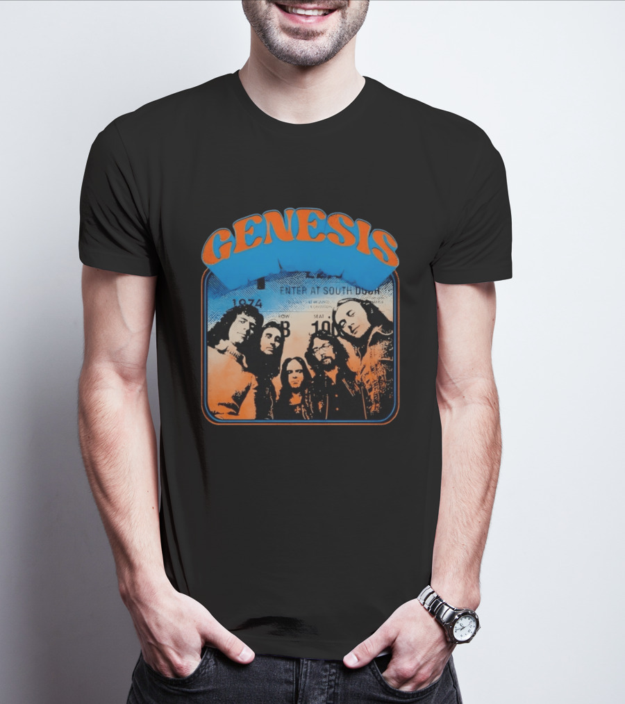 Genesis 1974 Enter At South Door Concert Ticket Progressive Rock T-Shirt