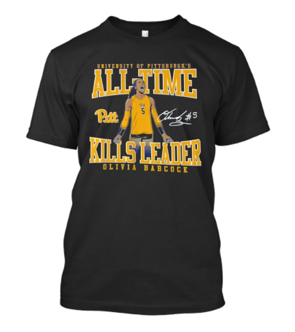University Of Pittsburgh All Time Kills Leader Olivia Babcock Number 5 T-Shirt