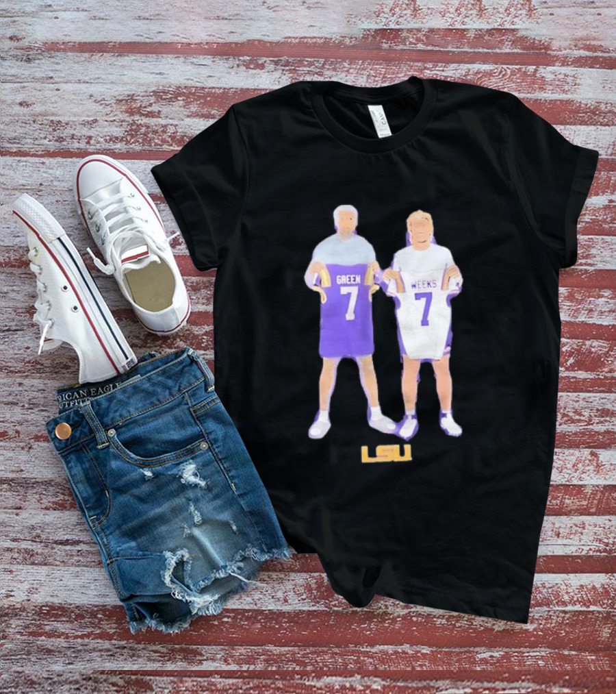 LSU Tigers Football Green And Weeks Jersey 7 T-Shirt