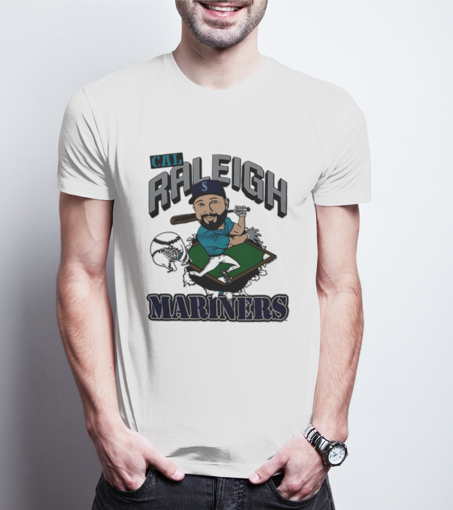 Cal Raleigh Seattle Mariners Player Caricature MLB T-Shirt