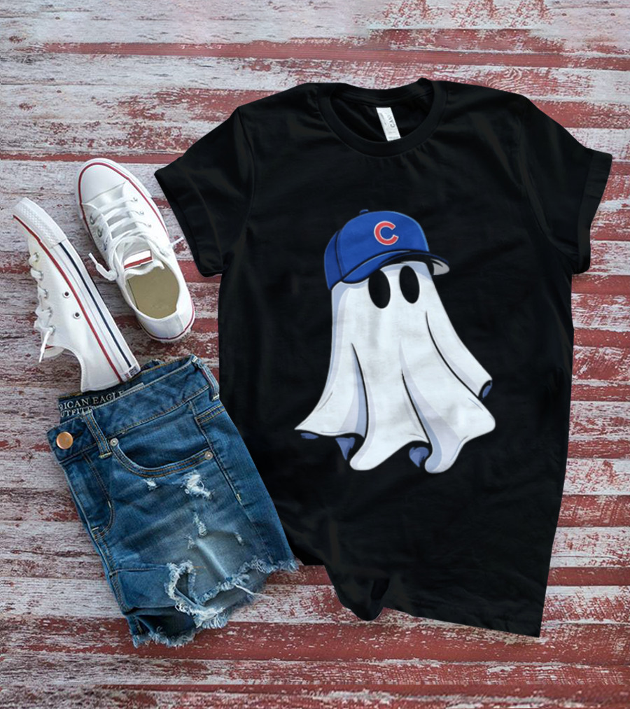 Chicago Cubs Ghost Cartoon Blue Baseball Cap T-Shirt