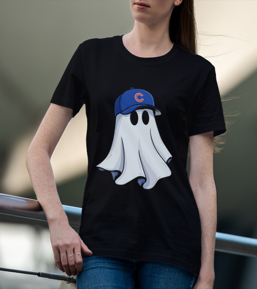 Chicago Cubs Ghost Cartoon Blue Baseball Cap T-Shirt