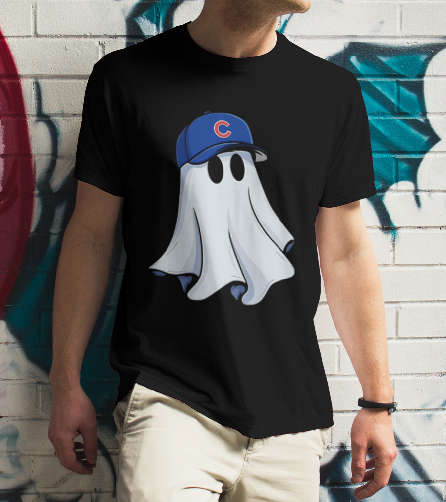 Chicago Cubs Ghost Cartoon Blue Baseball Cap T-Shirt
