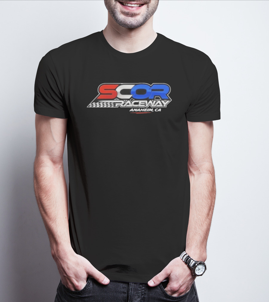 SCOR Raceway Anaheim CA Racing Flag T-Shirt
