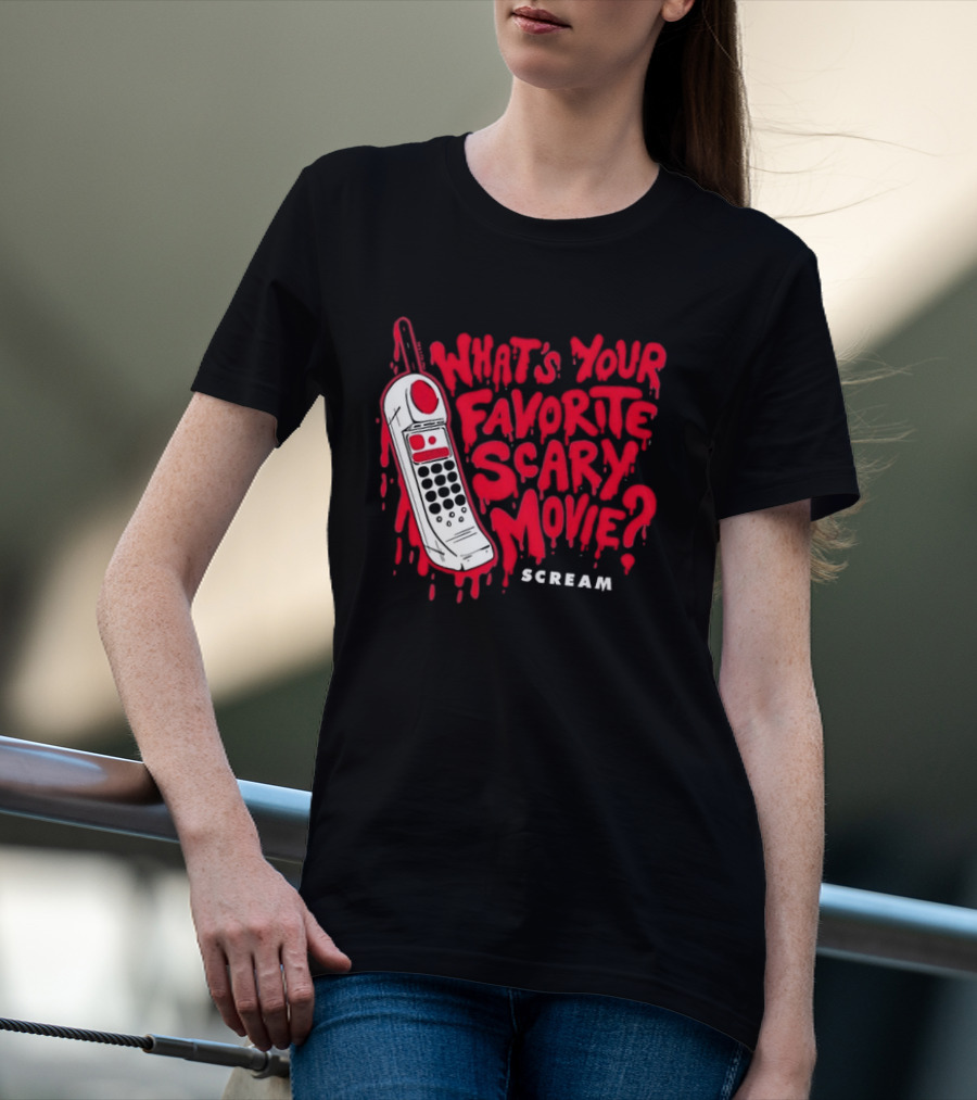 Scream What's Your Favorite Scary Movie Telephone Blood Red T-Shirt