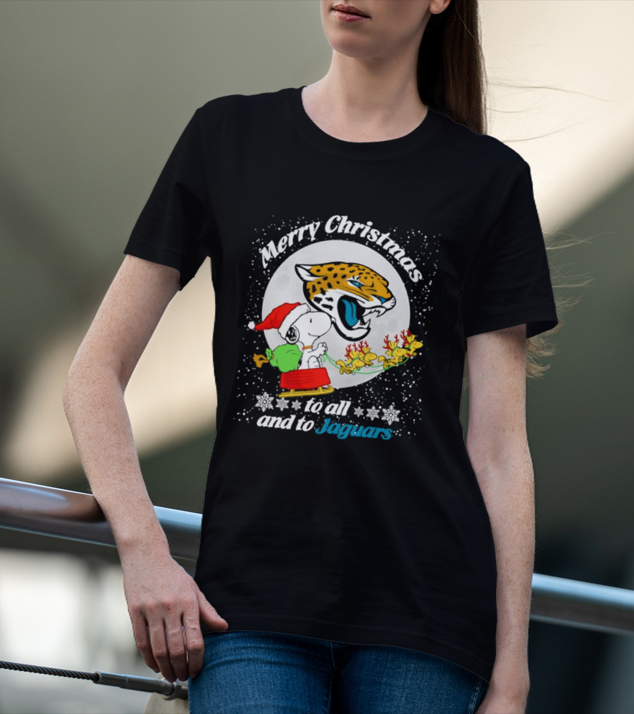 Merry Christmas Snoopy To All And To Jaguars T-Shirt