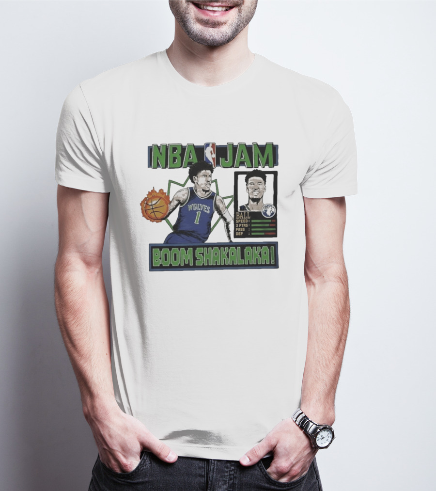 NBA Jam Minnesota Timberwolves Wolves Ball Boom Shakalaka T-Shirt