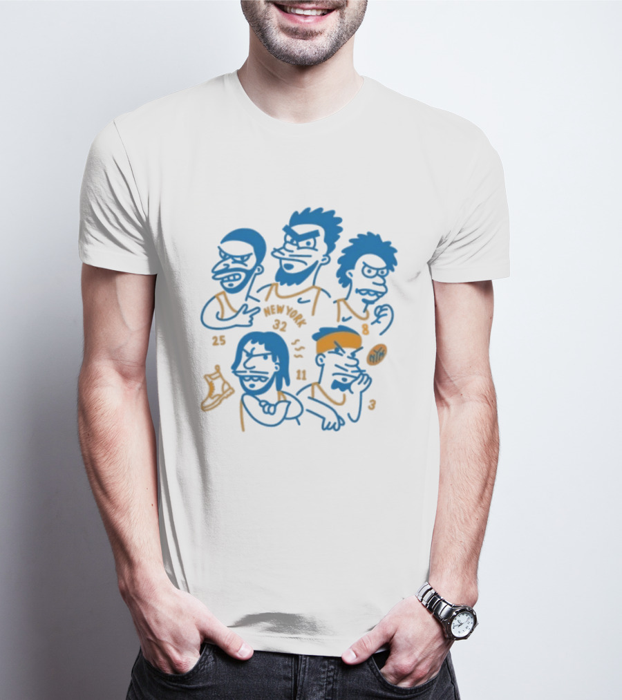 New York Knicks Cartoon 25 30 23 11 NBA Basketball Players T-Shirt