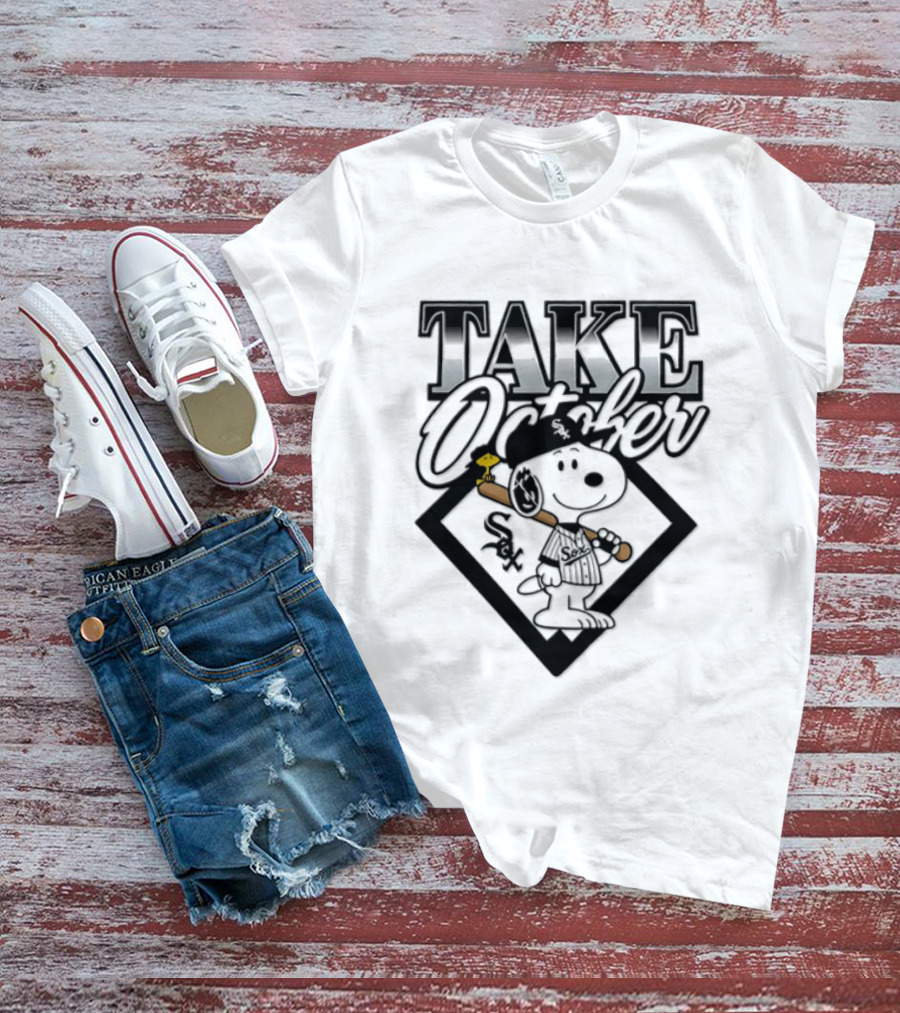 Snoopy Take October Chicago White Sox MLB Baseball Postseason Cartoon T-Shirt