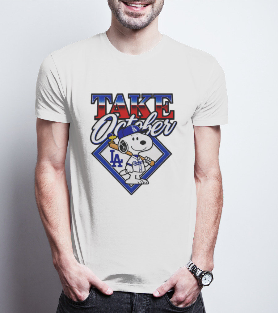 Snoopy LA Dodgers MLB Take October Baseball Postseason T-Shirt