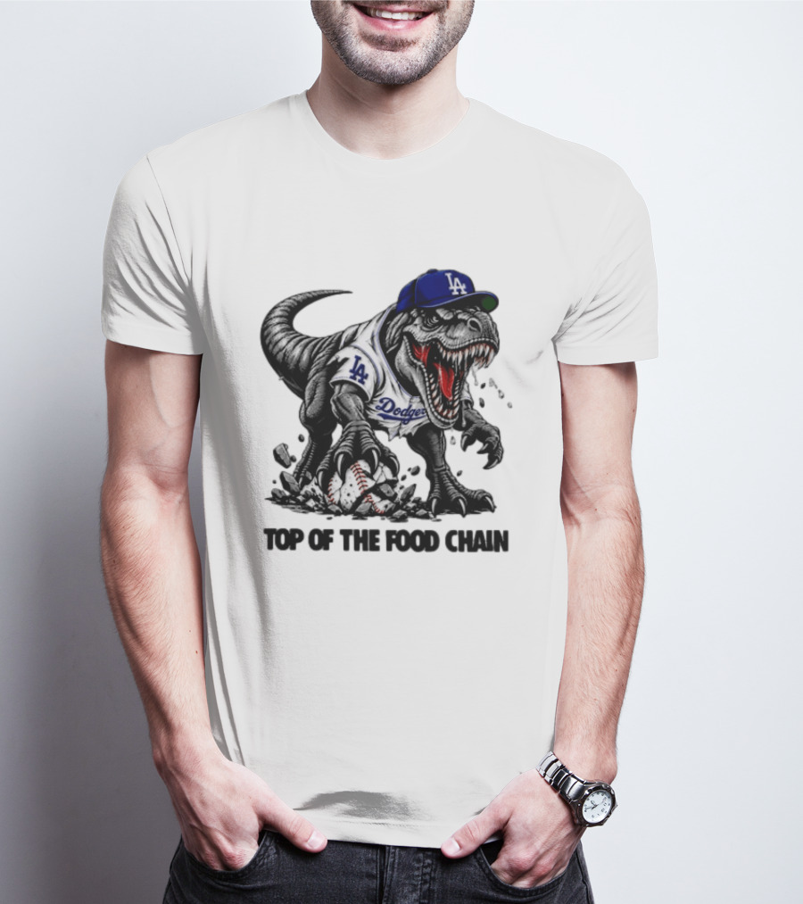 Tyrannosaurus Los Angeles Dodgers MLB Top Of The Food Chain Baseball Rex T-Shirt