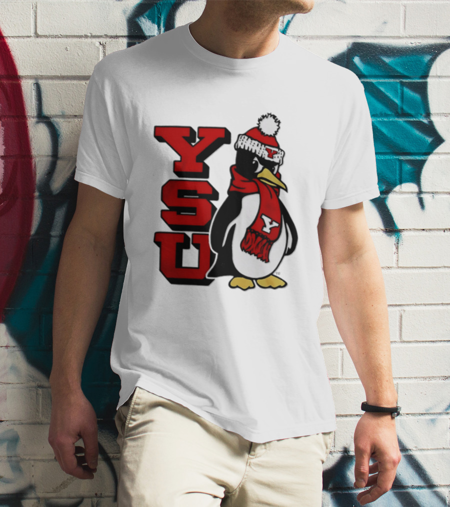 Youngstown State University YSU Penguin Winter Hat Scarf T-Shirt