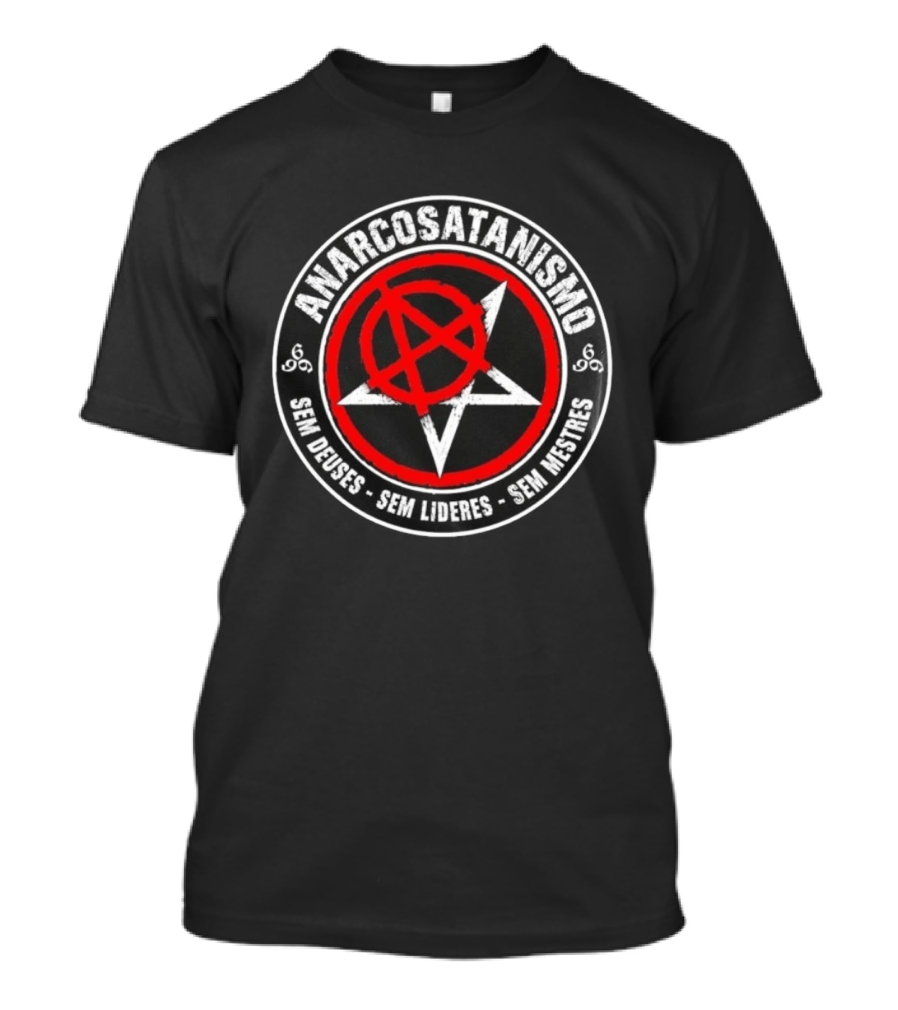 Anarcosatanismo Sem Deuses Sem Líderes Sem Mestres Anarquia Símbolo A Em Pentagrama T-Shirt