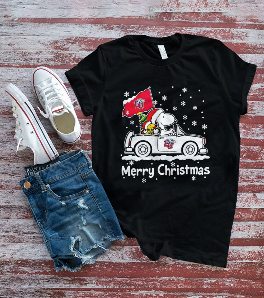 Liberty Flames Snoopy Woodstock Driving Car Merry Christmas Holiday T-Shirt