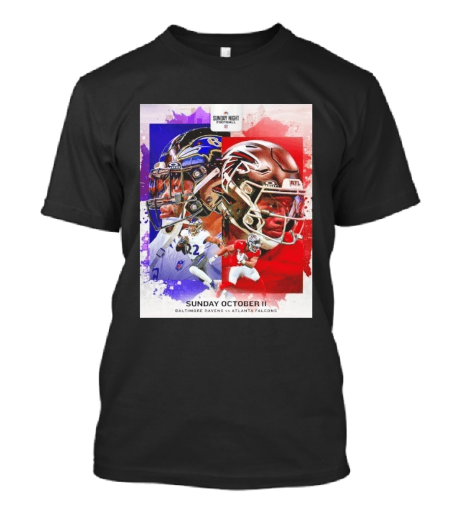 Sunday Night Football October 11 Baltimore Ravens Vs Atlanta Falcons NFL Matchup T-Shirt