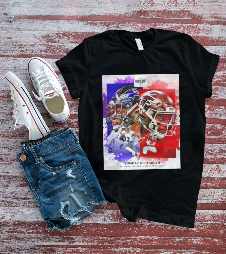 Sunday Night Football October 11 Baltimore Ravens Vs Atlanta Falcons NFL Matchup T-Shirt