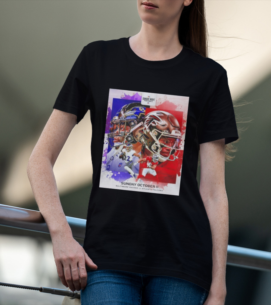 Sunday Night Football October 11 Baltimore Ravens Vs Atlanta Falcons NFL Matchup T-Shirt
