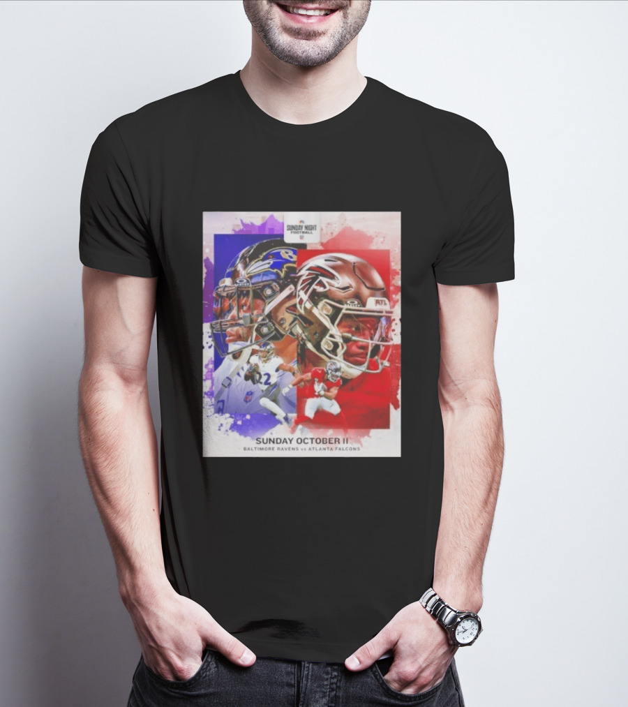Sunday Night Football October 11 Baltimore Ravens Vs Atlanta Falcons NFL Matchup T-Shirt