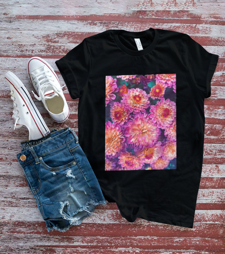 Many Pink And Orange Chrysanthemum Flowers In Full Bloom T-Shirt