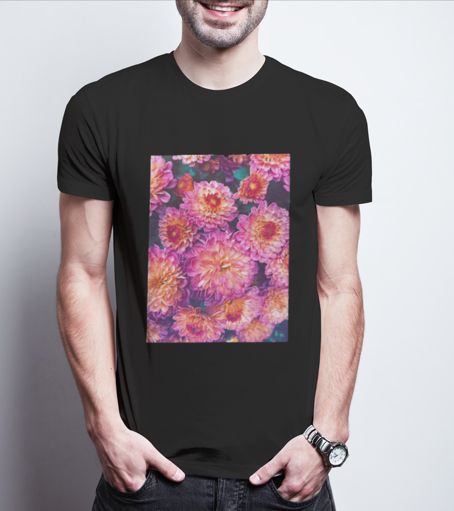 Many Pink And Orange Chrysanthemum Flowers In Full Bloom T-Shirt