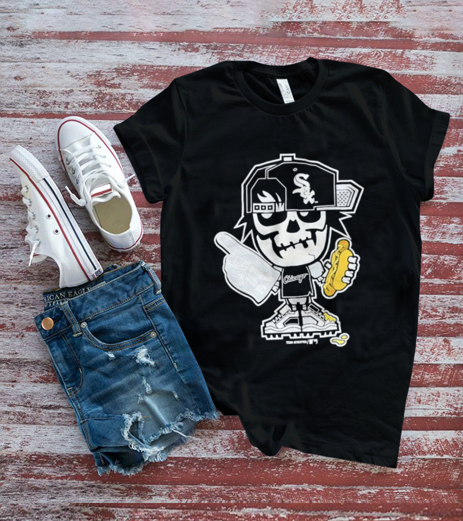 Chicago White Sox Skeleton No 1 Foam Finger Hot Dog Cap T-Shirt