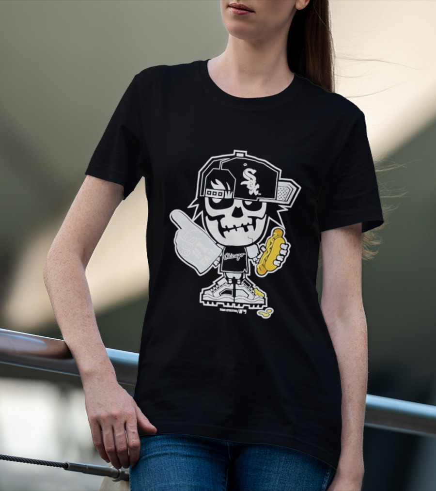 Chicago White Sox Skeleton No 1 Foam Finger Hot Dog Cap T-Shirt
