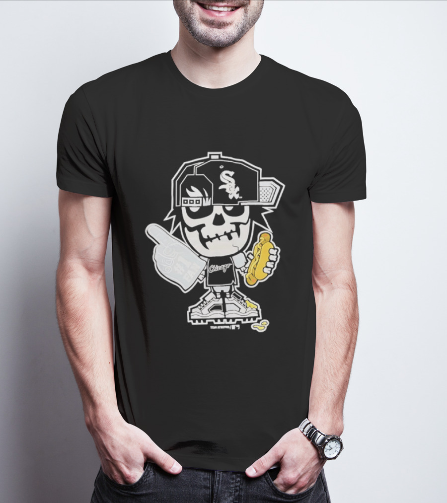 Chicago White Sox Skeleton No 1 Foam Finger Hot Dog Cap T-Shirt