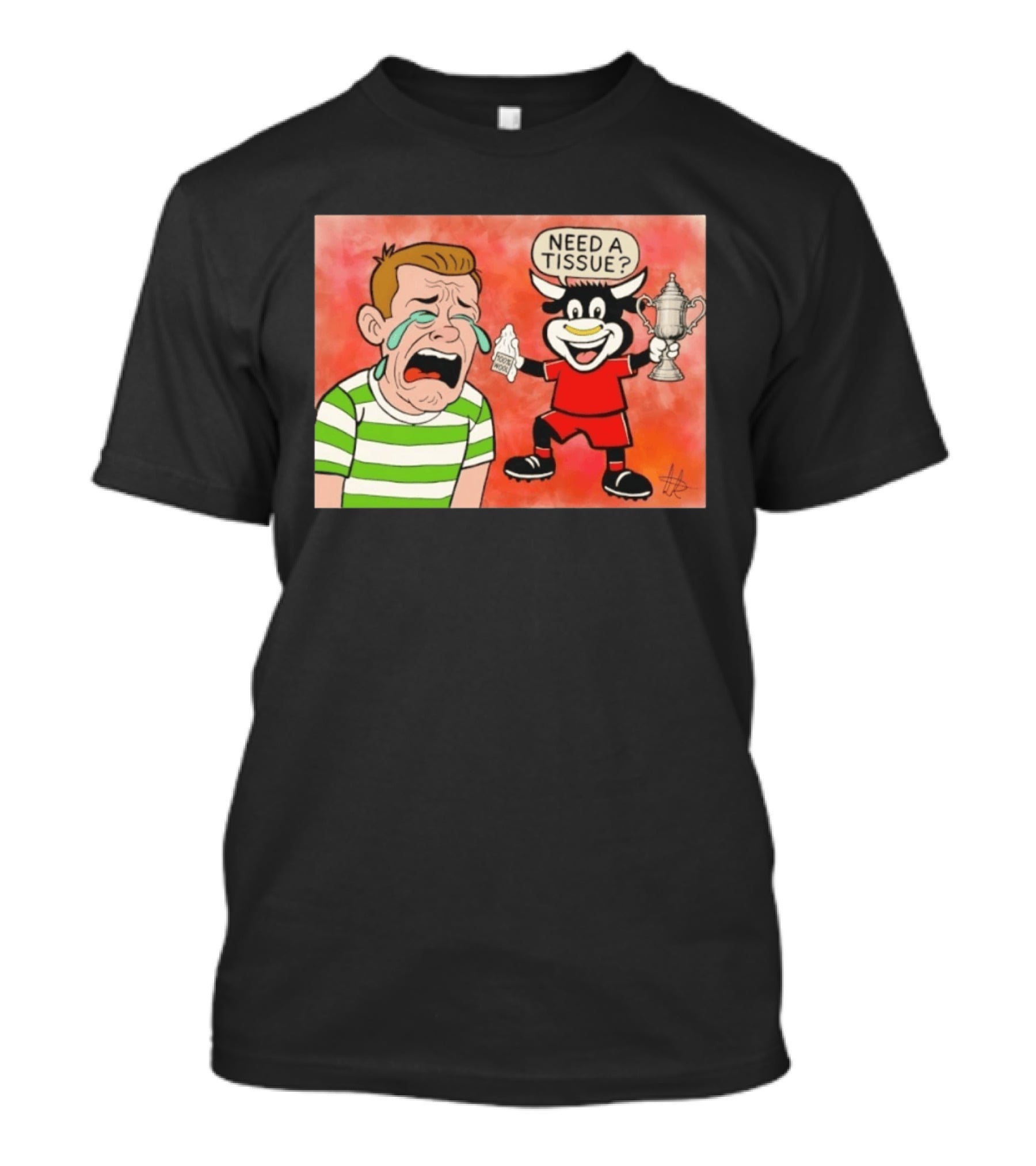 Need A Tissue Aberdeen FC Taunting Crying Celtic Cartoon Trophy T-Shirt