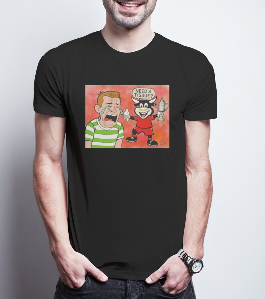 Need A Tissue Aberdeen FC Taunting Crying Celtic Cartoon Trophy T-Shirt