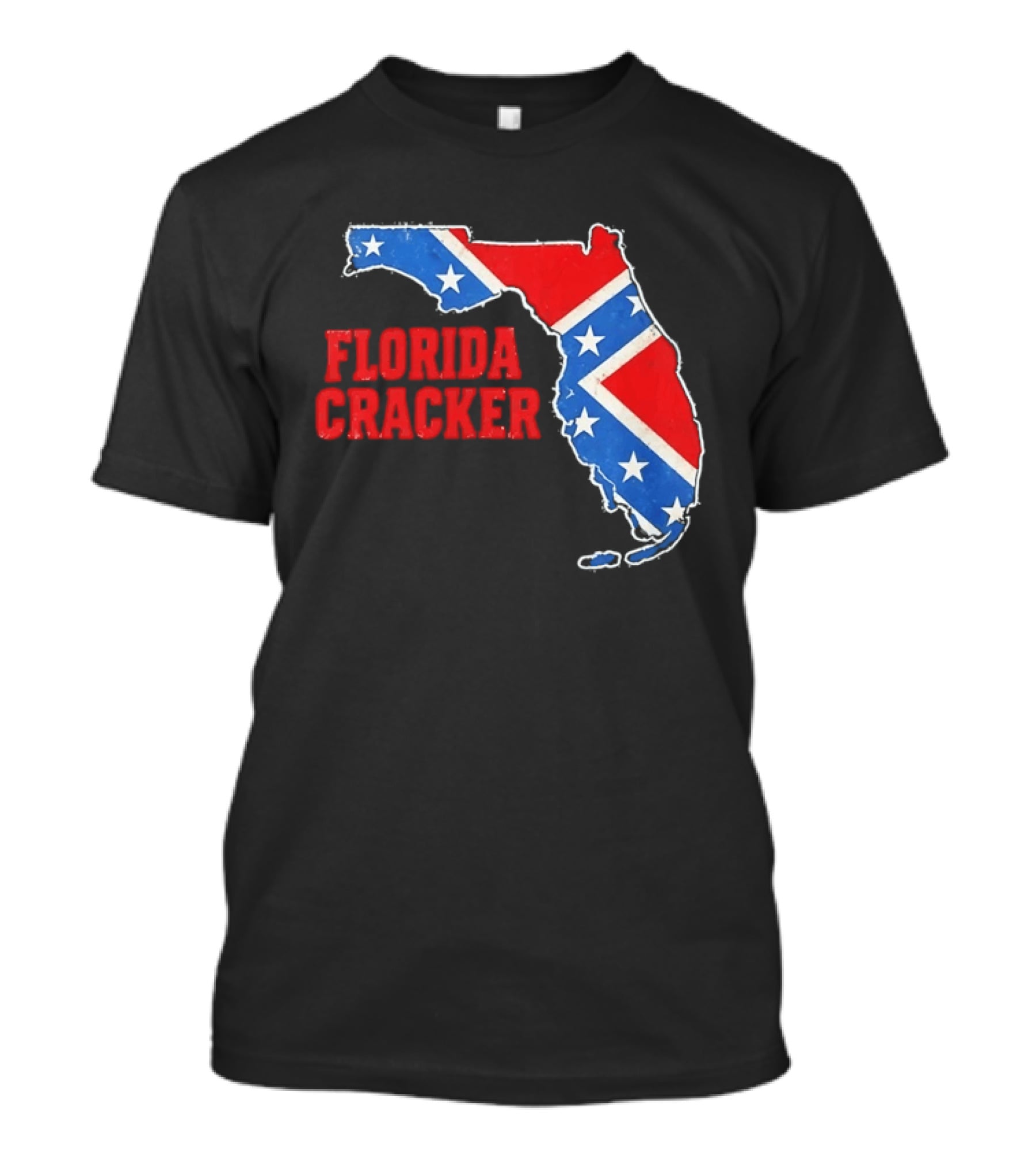 Florida Cracker Distressed Confederate Flag State Map Southern Pride T-Shirt