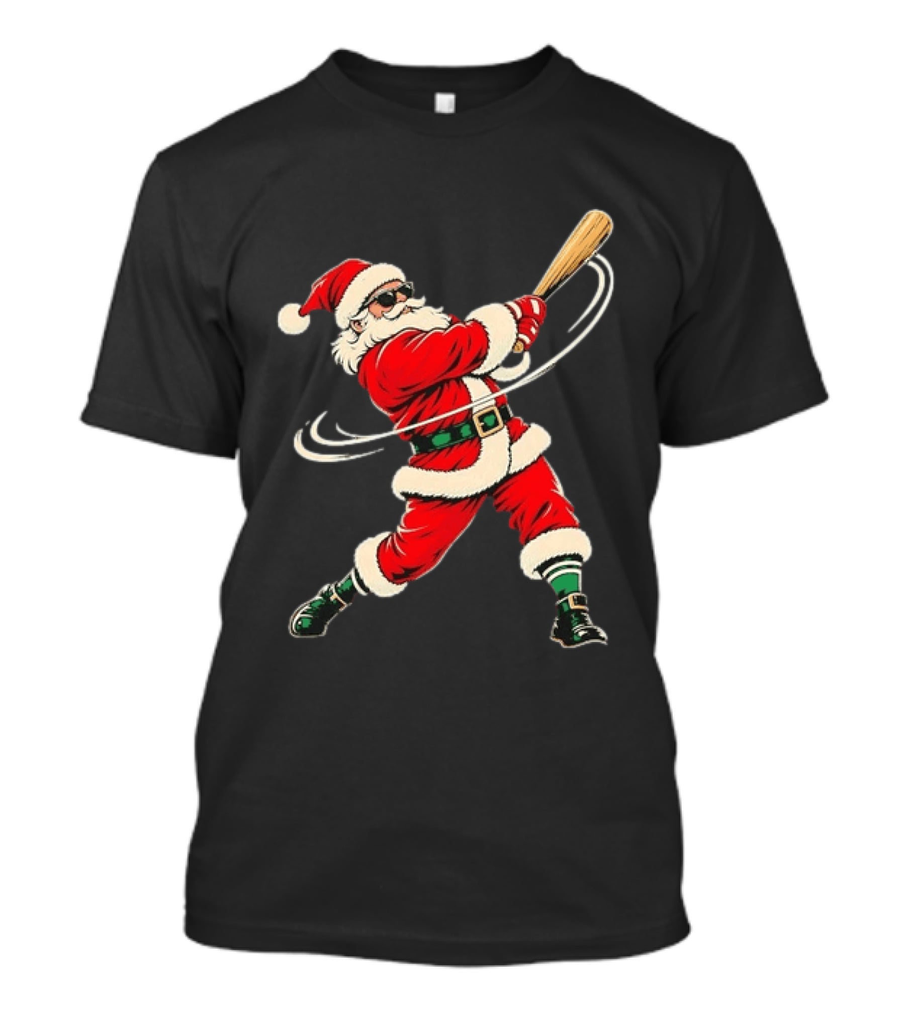 Santa Claus Baseball Bat Christmas Sports Holiday Fun T-Shirt
