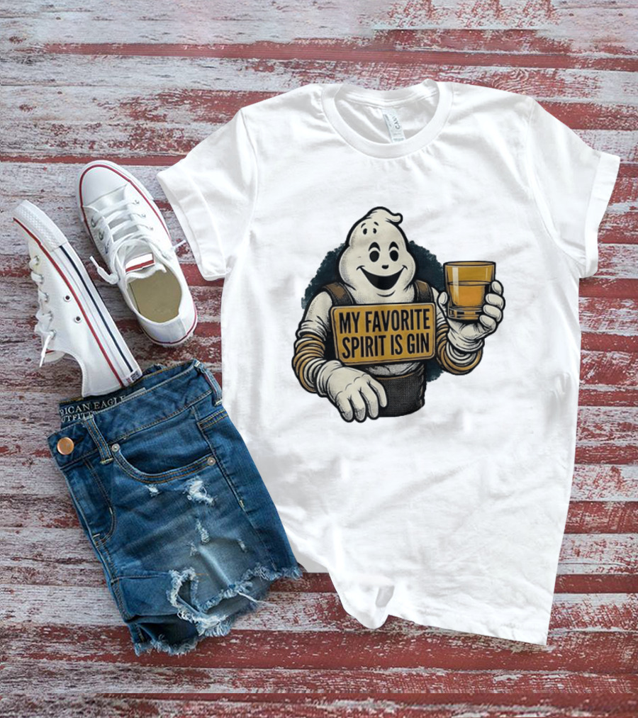 My Favorite Spirit Is Gin Ghost Character With Drink T-Shirt