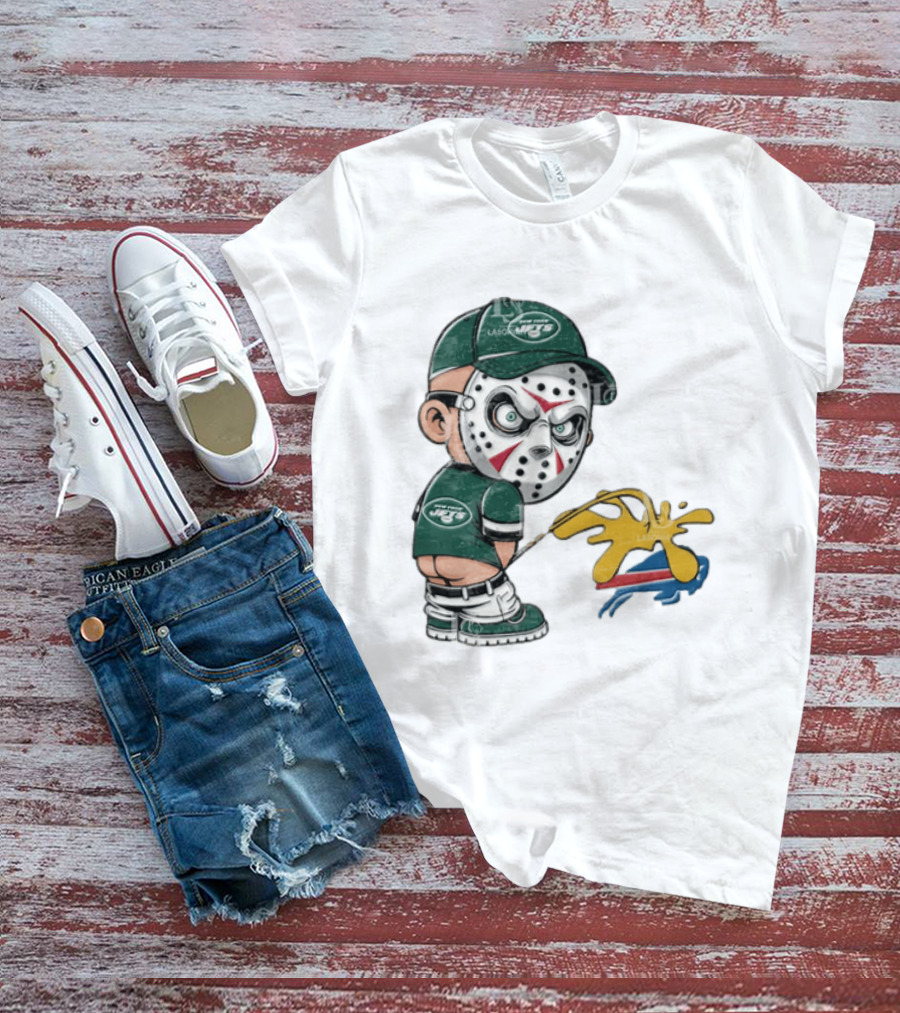New York Jets Jason Voorhees Pissing On Buffalo Bills T-Shirt