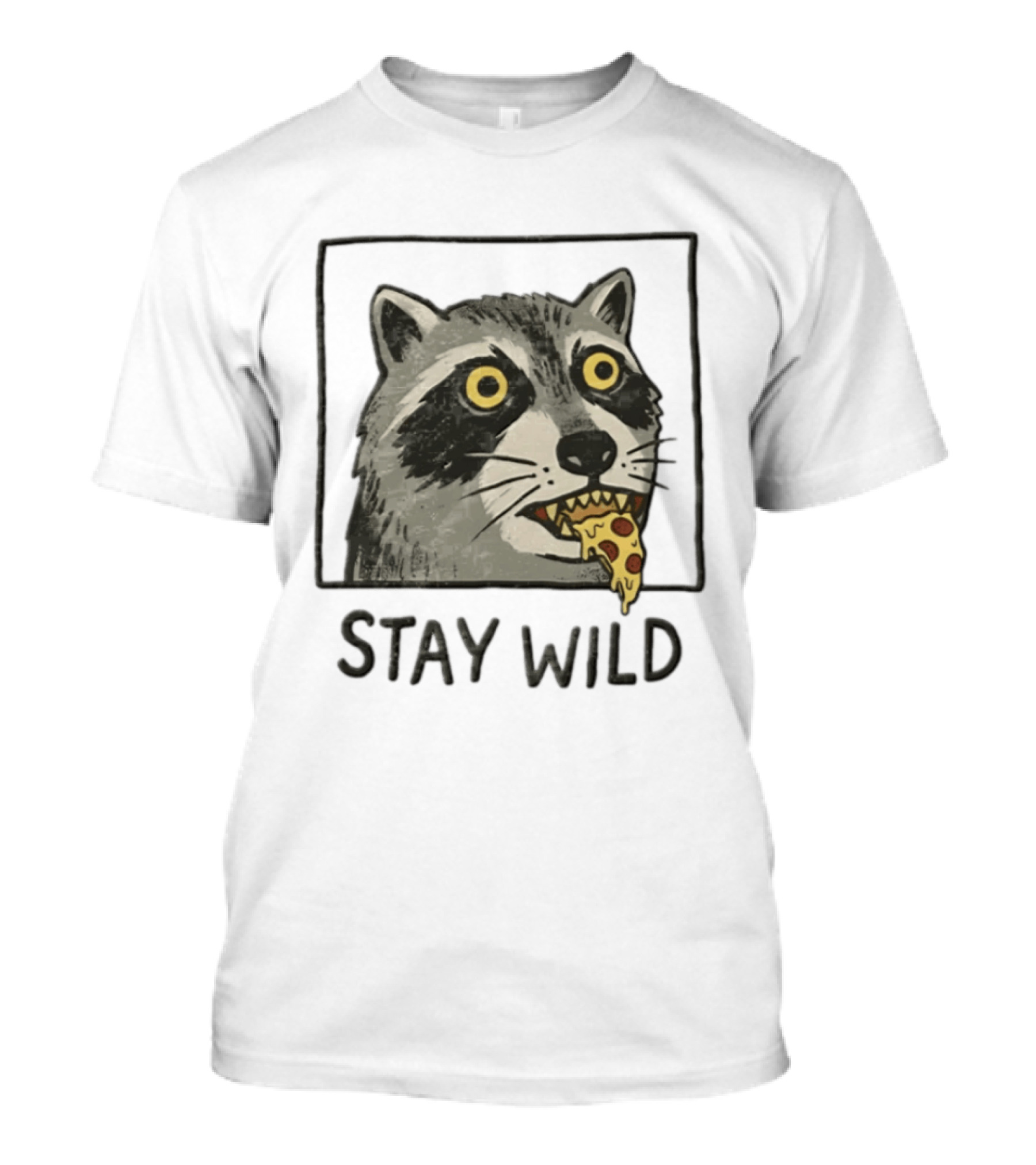 Raccoon Eating Pizza Stay Wild Meme T-Shirt