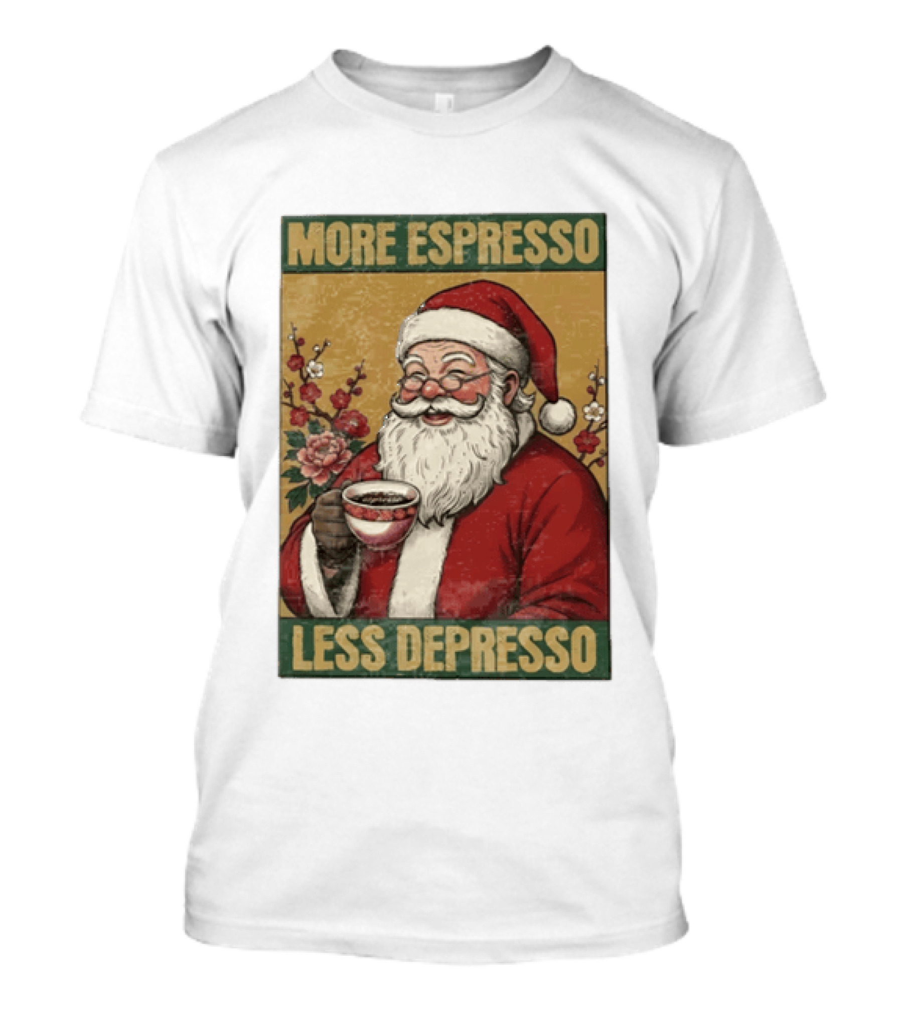 More Espresso Less Depresso Santa Coffee Meme T-Shirt
