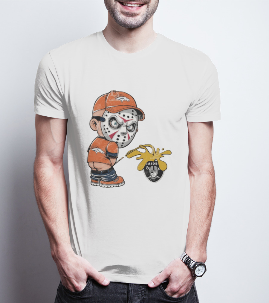 Denver Broncos Jason Voorhees Urinating On Las Vegas Raiders T-Shirt