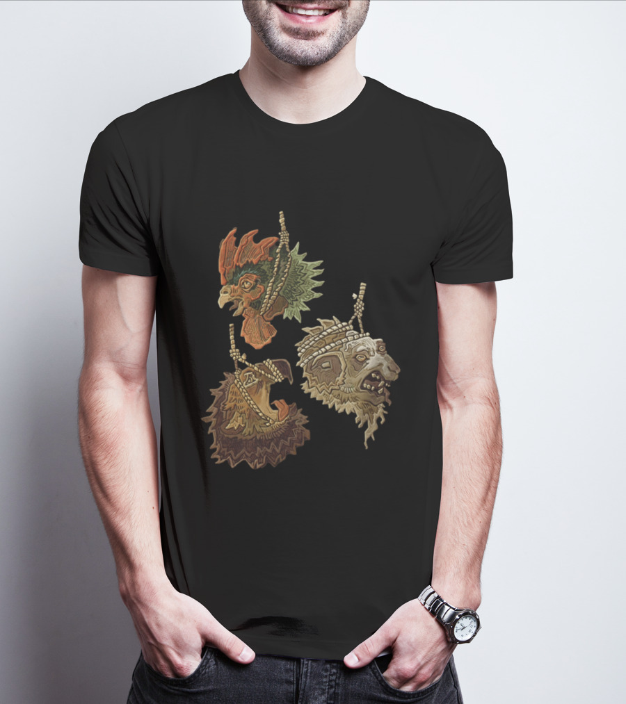 Three Severed Animal Heads With Nooses Vivid T-Shirt