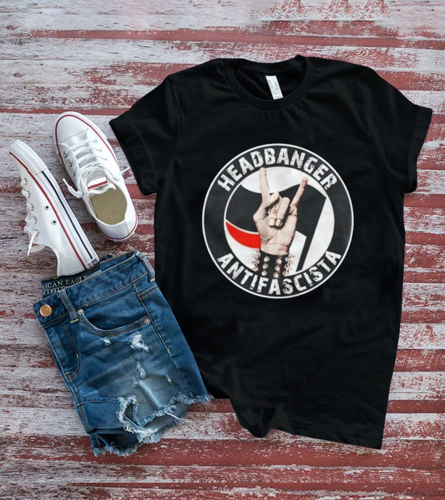 Headbanger Antifascista Antifa Heavy Metal Music T-Shirt
