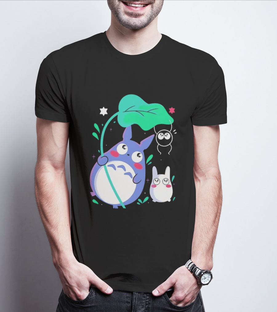 My Neighbor Totoro Soot Sprite Leaf Art Studio Ghibli Characters T-Shirt