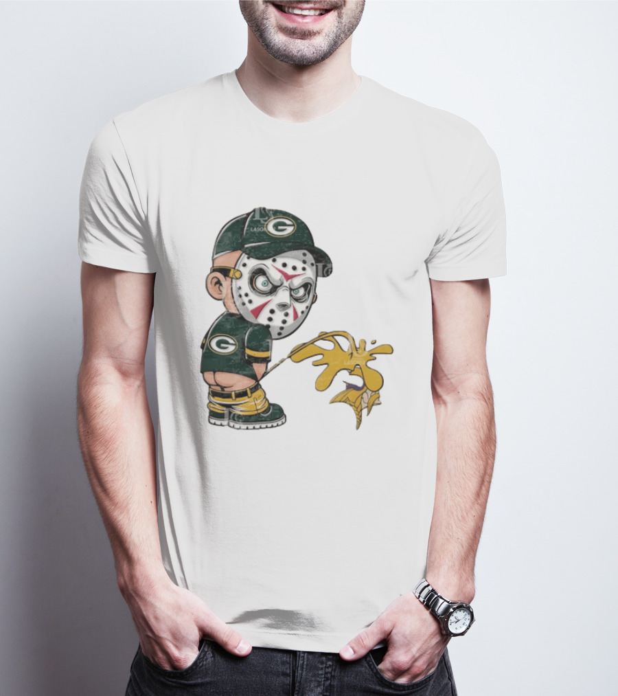 Green Bay Packers Jason Voorhees Piss On Minnesota Vikings Rivalry Humor T-Shirt