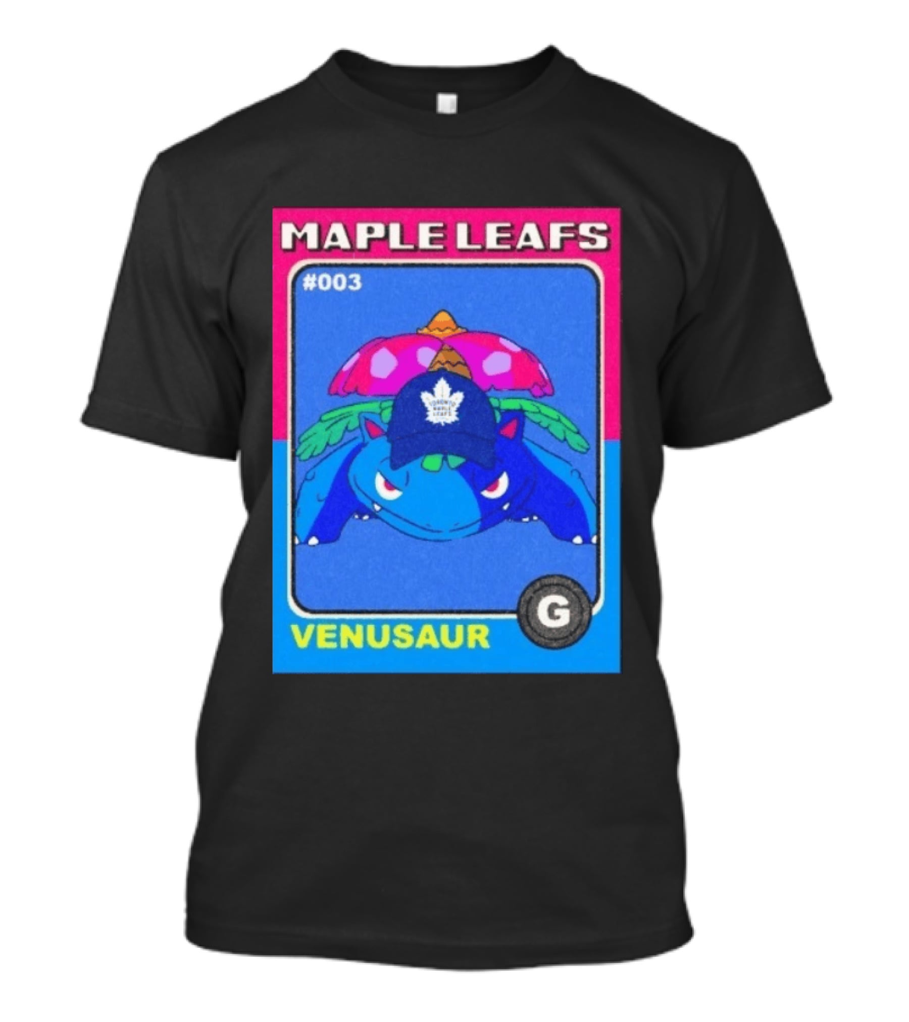 Venusaur Toronto Maple Leafs 003 Trading Card Blue Hat Edition T-Shirt