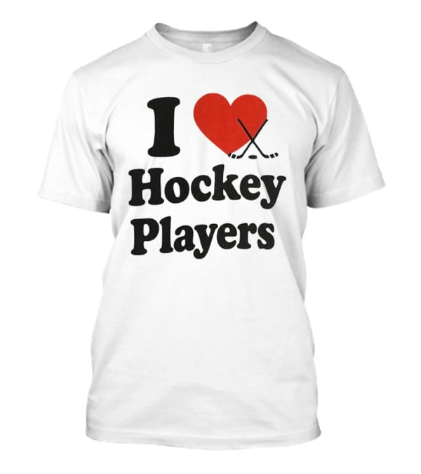 I Love Hockey Players Heart With Crossed Sticks T-Shirt