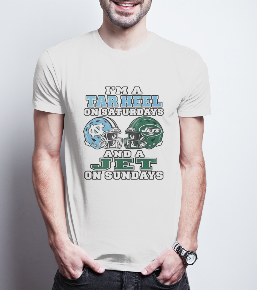I'm A Tar Heel On Saturdays And A Jet On Sundays Football Helmets T-Shirt